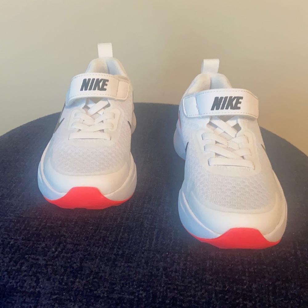 Nike Tennis shoes white black and flash Crimson light weight stylish footwear.